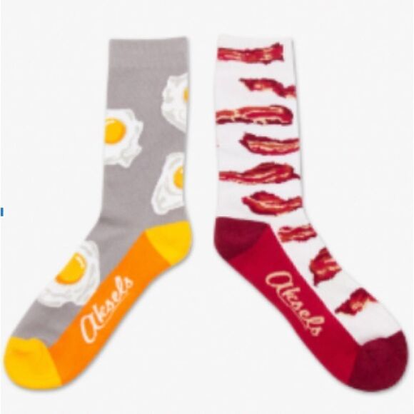 AKSELS Split Pair Bacon and Eggs Socks *NEW* - Picture 1 of 7
